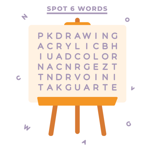 Creative word search design on a canvas PNG Design