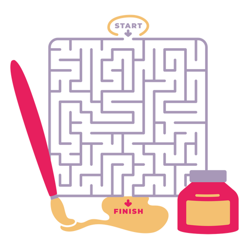 Design criativo de labirinto com ferramentas de pintor Desenho PNG