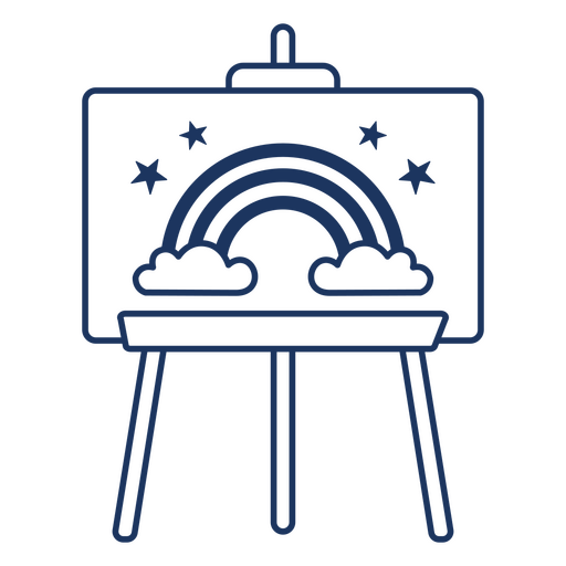 Cavalete com design encantador de arte em arco-íris Desenho PNG