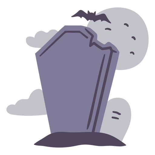 Gruselige Grabsteinillustration mit Fledermaus und Mond PNG-Design
