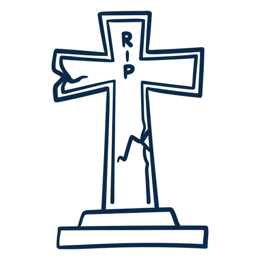 Grunge-style cracked tombstone design PNG Design