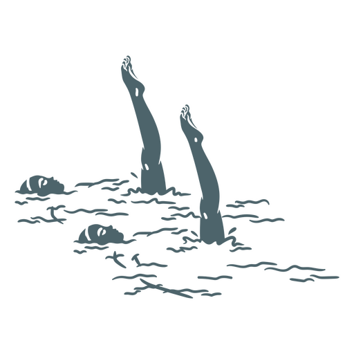 Ilustración artística de figuras sumergidas en el agua. Diseño PNG