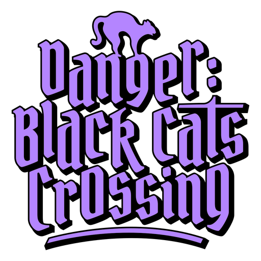 Diseño de señal de advertencia lúdica con gatos negros. Diseño PNG