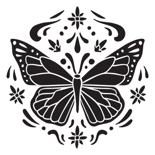 Mariposa monarca negra  Diseño PNG