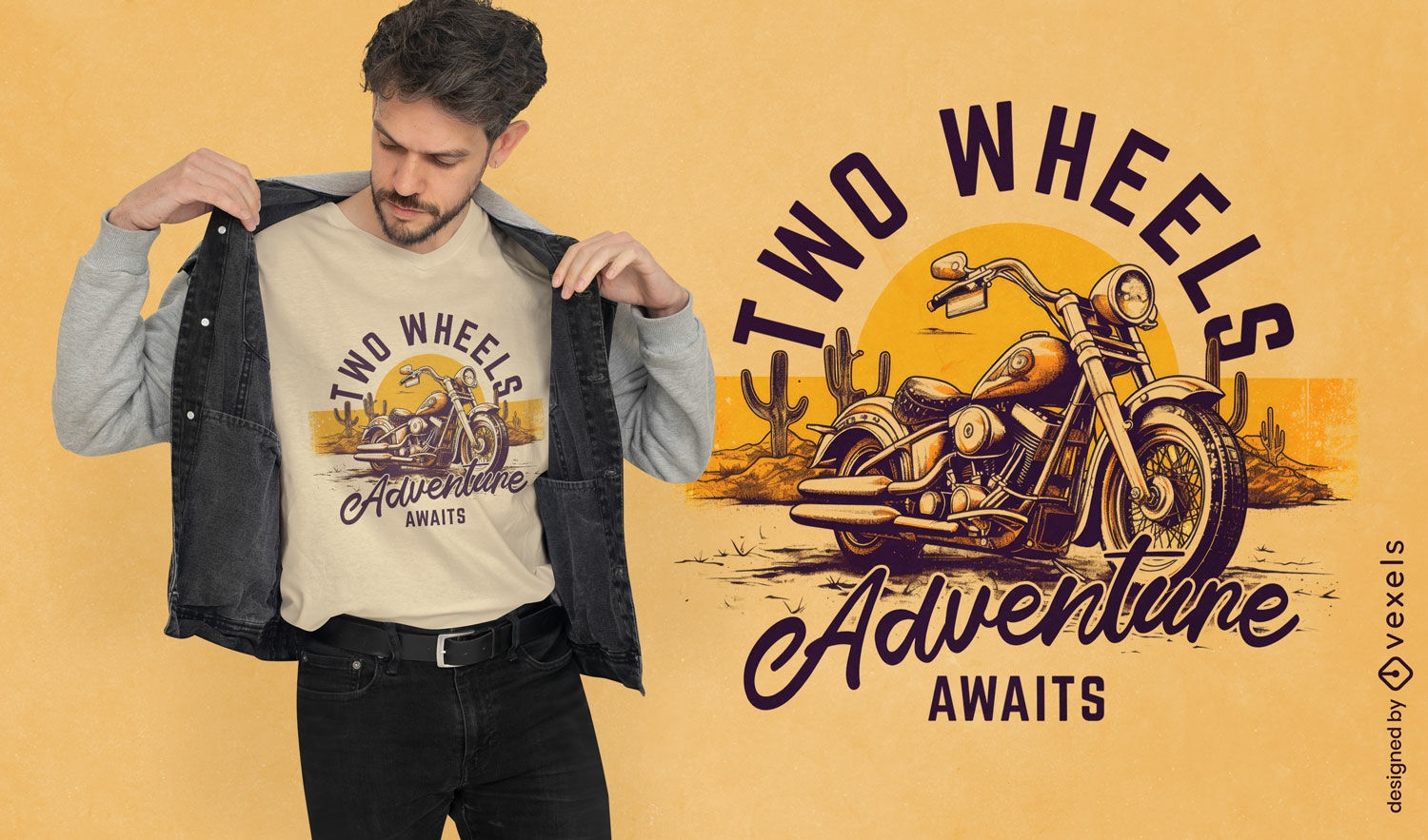 Vintage-Motorrad-Abenteuer-T-Shirt PSD