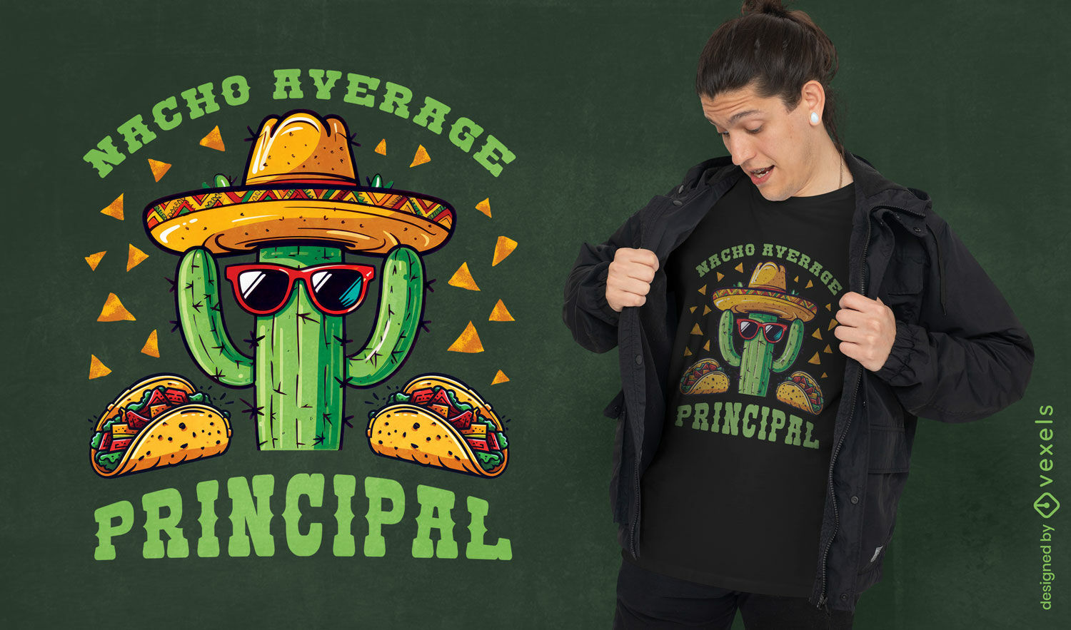 Diseño de camiseta de cactus mexicano.