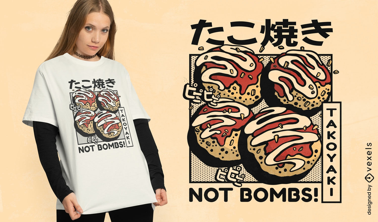 Diseño de camiseta con cita de Takoyaki.