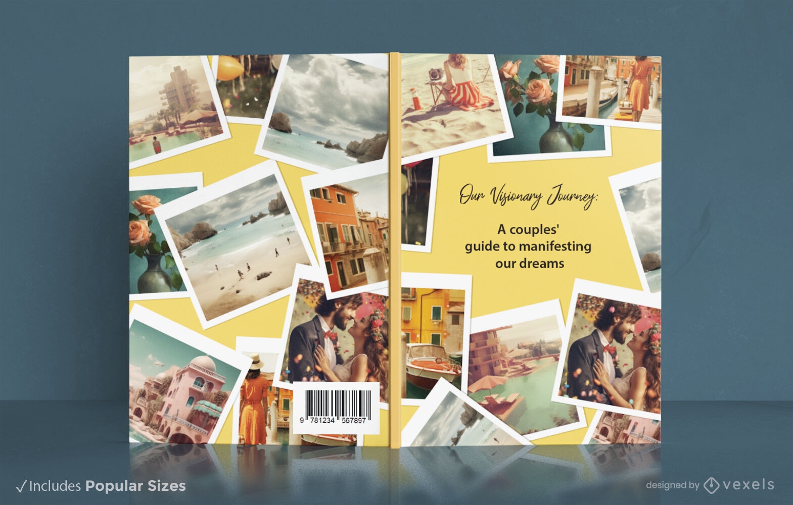 Diseño de portada de libro de imágenes de vacaciones