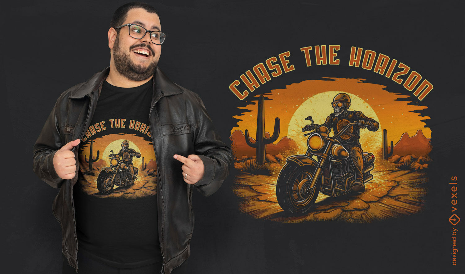 Skelett fährt ein Motorrad-T-Shirt PSD