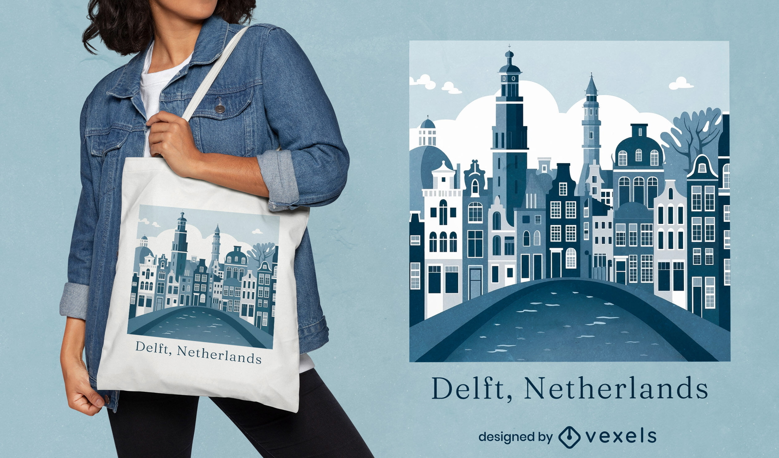 Diseño de bolsa de asas de Delft Holanda