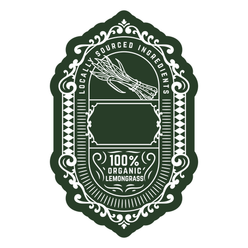 Green label with an ornate design of lemongrass PNG Design