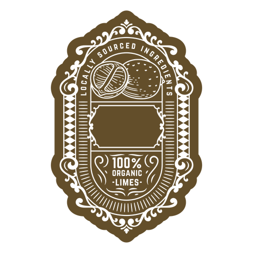 Label with an ornate design of limes PNG Design