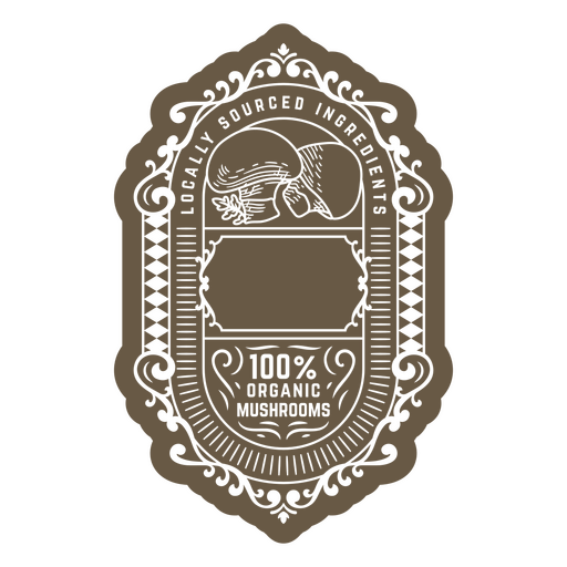 Etiqueta com desenho ornamentado para cogumelos Desenho PNG