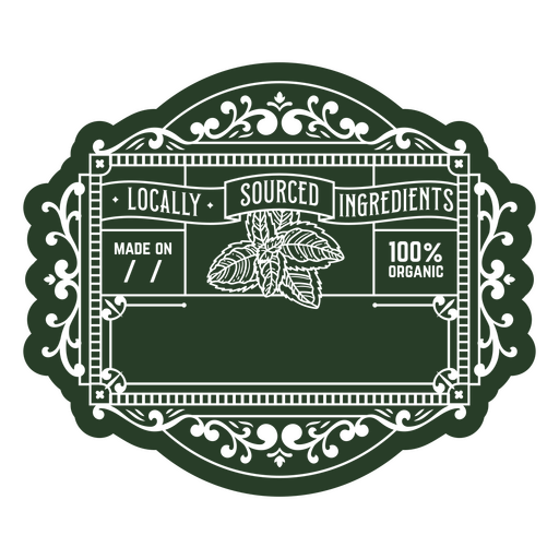 Etiqueta verde para hoja de menta. Diseño PNG