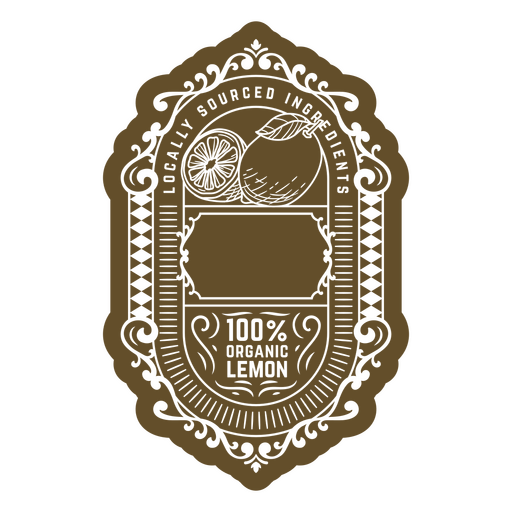 Etikett mit verziertem Rahmen und einer Zitrone darauf PNG-Design