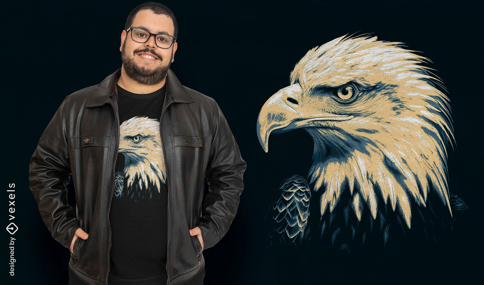 Diseño de camiseta con cabeza de águila.