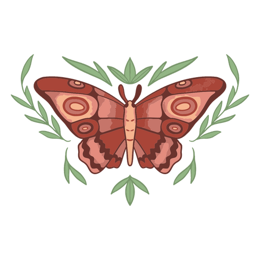 Vintage butterfly illustration with floral accents PNG Design