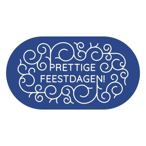 Círculo azul con las palabras "prettige festdagen" en él. Diseño PNG