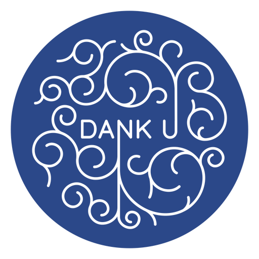 The logo for dank u on a blue background PNG Design