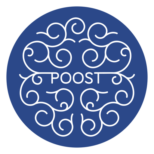 Logotipo azul e preto com a palavra&#39;poost&#39;on it Desenho PNG