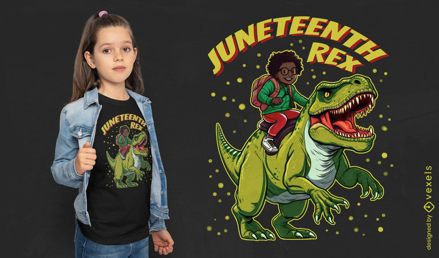 Diseño de camiseta Juneteenth T-Rex.