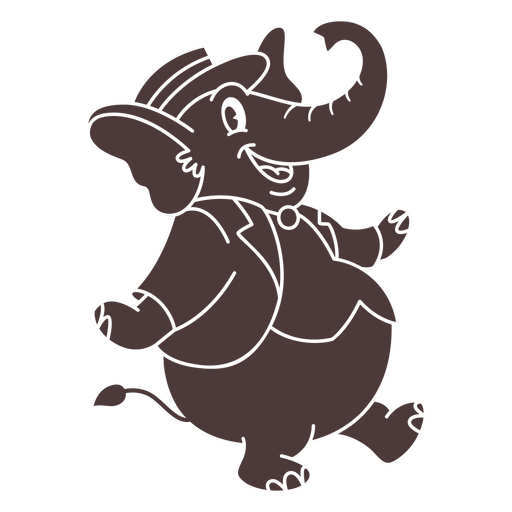 Cartoon elephant in a suit and tie PNG Design
