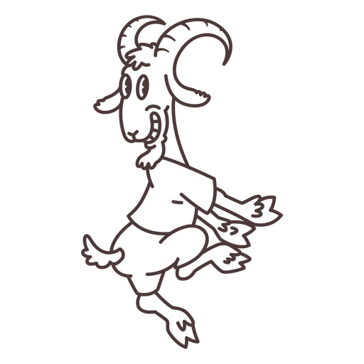 Schwarz-weiße Zeichnung einer Ziege mit Hörnern PNG-Design