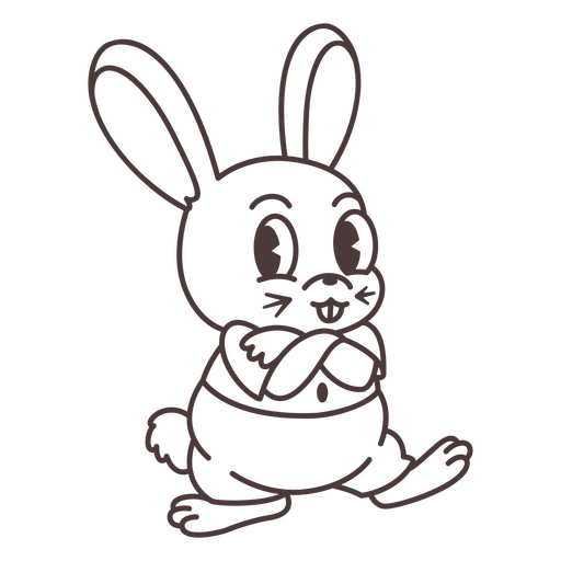 Black and white drawing of a bunny PNG Design