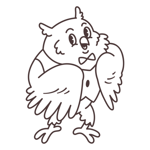 Black and white drawing of an owl PNG Design