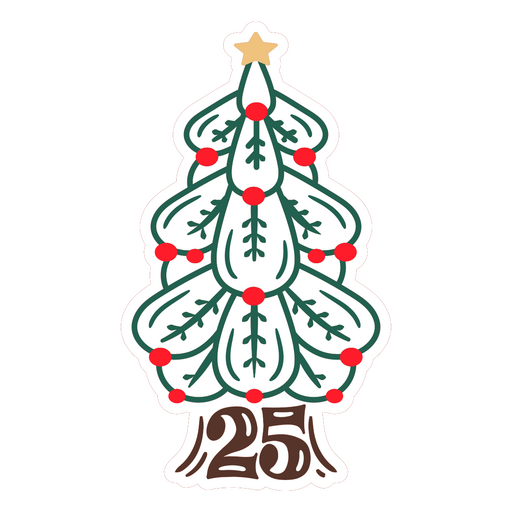 Christmas tree sticker with the number 25 on it PNG Design