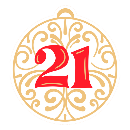 Adorno con el número 21. Diseño PNG