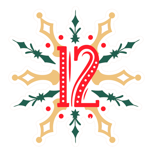 Copo de nieve con el número 12. Diseño PNG