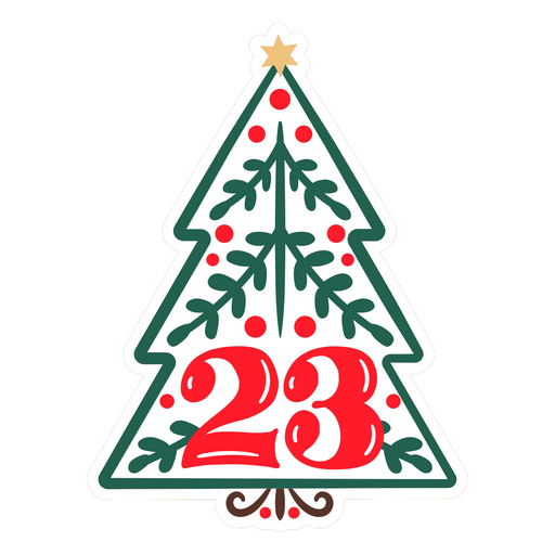 Christmas tree sticker with the number 23 on it PNG Design