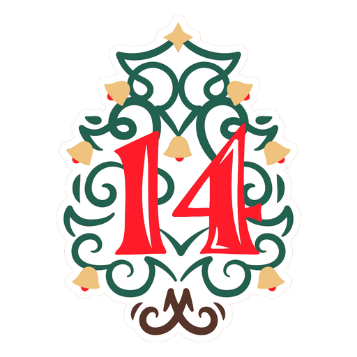 Sticker with the number 14 on it PNG Design