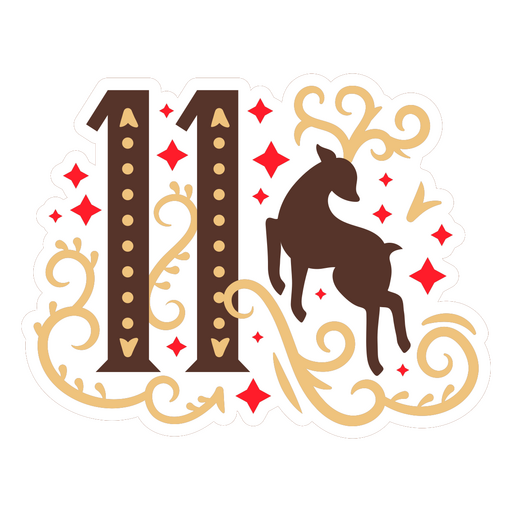 Sticker with a deer and the number 11 PNG Design