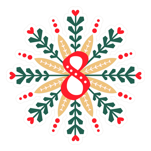 Adesivo de floco de neve com o número 8 Desenho PNG