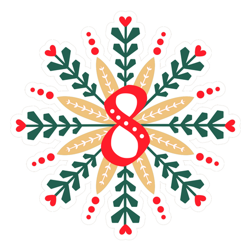 Pegatina de copo de nieve con el número 8 Diseño PNG