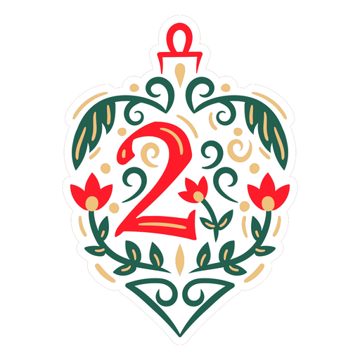 Sticker with the number two on it PNG Design