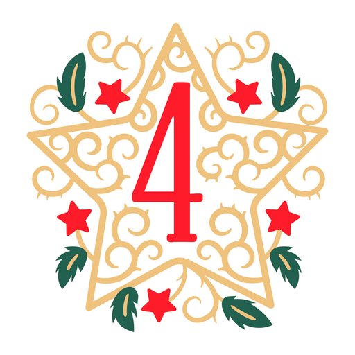 Sticker with the number four in a star shape PNG Design