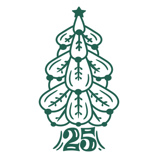 Diseño de árbol de Navidad caprichoso con el número 25 Diseño PNG