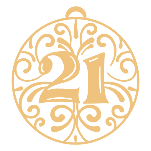 Gold ornament with the number 21 on it PNG Design