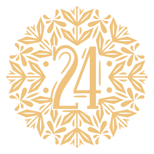 The number 24 in gold PNG Design