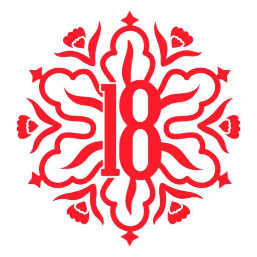 O número 18 em vermelho Desenho PNG