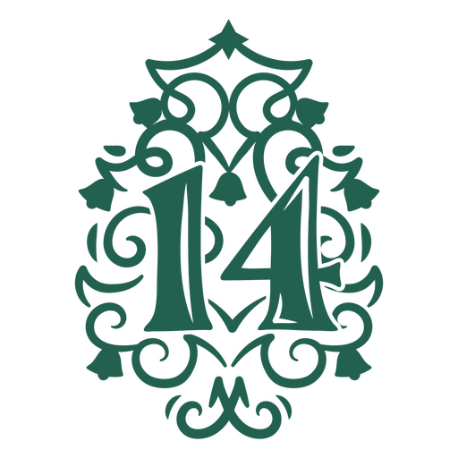 El número 14 en un diseño ornamentado. Diseño PNG