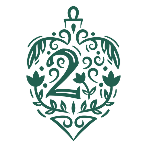 Grünes Ornament mit der Nummer zwei darauf PNG-Design