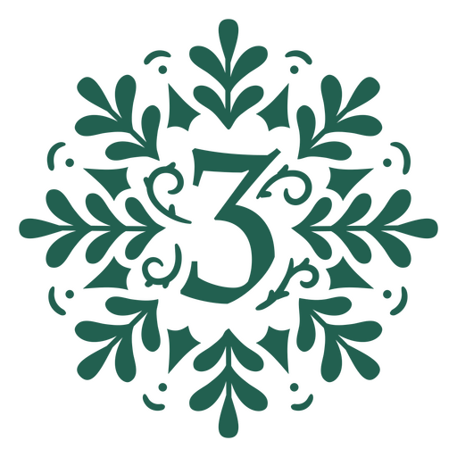 O número três em um padrão floral verde Desenho PNG