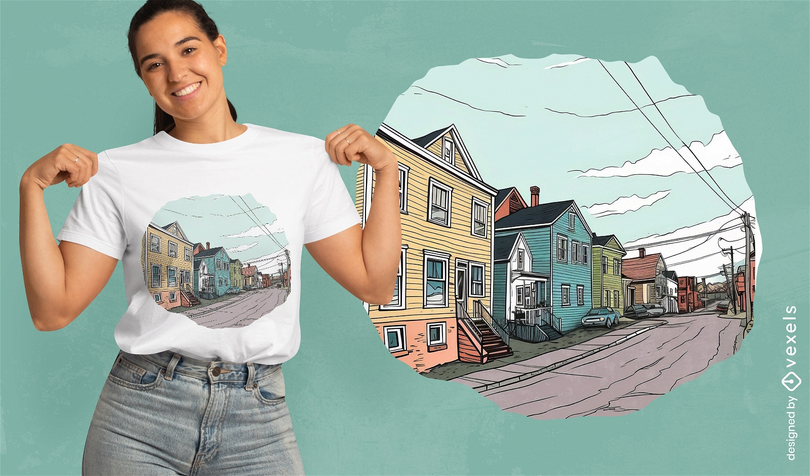 Suburban neighbourhood t-shirt design
