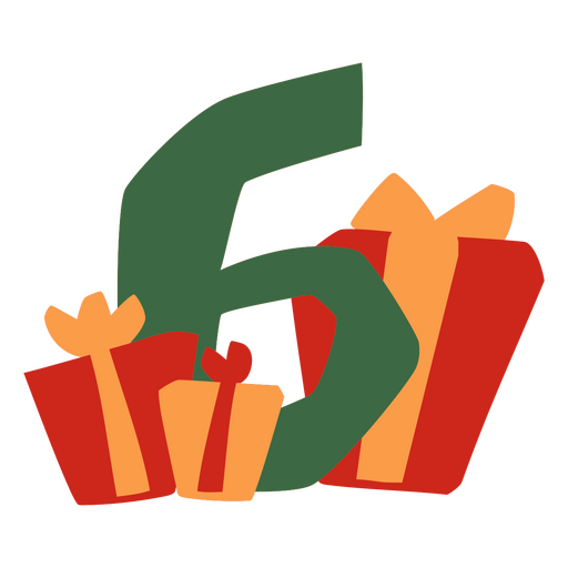 Die Nummer sechs mit Geschenken und Schleifen PNG-Design