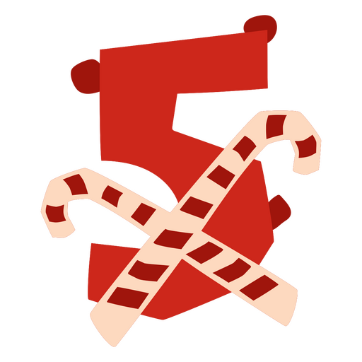 The number five with candy canes and candy canes PNG Design