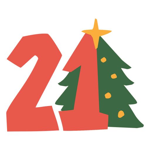 Christmas tree with the number 21 on it PNG Design